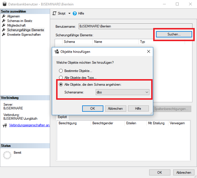 Auswahl der Objekte nach Schema